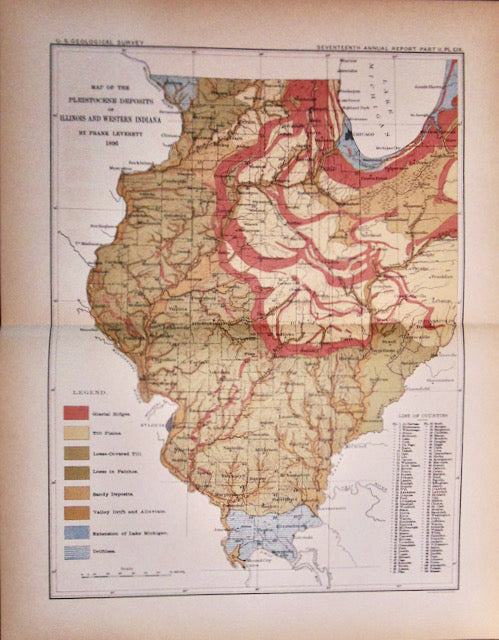 [MAP] Map of the Pleistocene Deposits of Illinois and Western Indiana (1896)