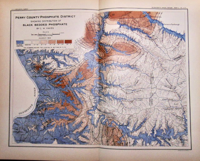 [MAP] Perry County, Tennessee, showing distribution of Black Bedded Phosphate (1896)