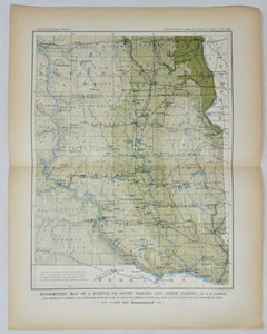 [MAP]  Hypsometric Map of a Portion of South Dakota and North Dakota (1896)