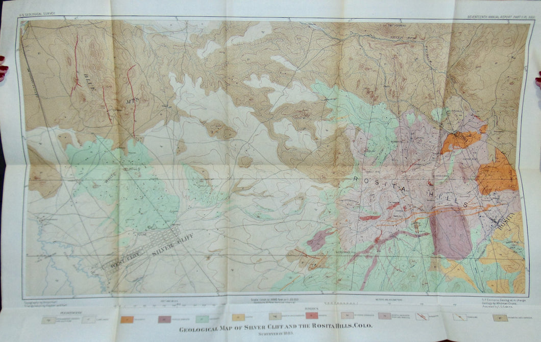 [MAP] Geological Map of Silver Cliff and the Rosita Hills, Colorado (1896)