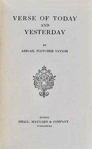 Taylor, Abigail Fletcher. Verse of Today and Yesterday