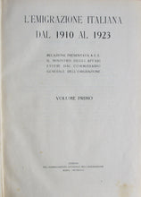 Load image into Gallery viewer, Michelis, Giuseppe de. L&#39;Emigrazione Italiana dal 1910 al 1923. 2 volume set