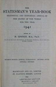 Epstein, M. The Statesman's Year-Book: Statistical and Historical Annual of the States of the Word for the year 1941