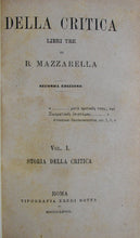 Load image into Gallery viewer, Mazarella, B. Della Critica libri tre