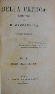 Mazarella, B. Della Critica libri tre