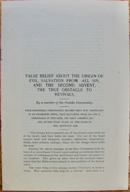 Seymour, H. J. False Belief About the Origin of Evil, Salvation from all Sin, and the Second Advent, the True Obstacle to Revivals
