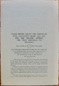 Seymour, H. J. False Belief About the Origin of Evil, Salvation from all Sin, and the Second Advent, the True Obstacle to Revivals