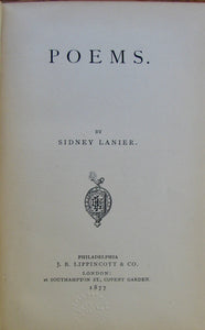 Lanier, Sidney. Poems [signed by Henry Wysham Lanier]