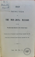 Load image into Gallery viewer, Minutes of the Mid China Mission of the Presbyterian Church in the United States 1914-1923