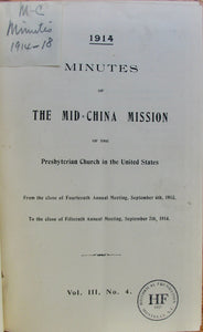 Minutes of the Mid-China Mission of the Presbyterian Church in the United States 1914-1923