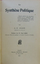 Load image into Gallery viewer, Klein, A. S. La synthèse politique