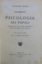 Load image into Gallery viewer, Wundt, Guglielmo.  Elementi di psicologia dei popoli. 1929