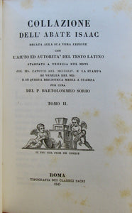 Isaac de Syria. Collazione dell'abate Isaac recata alla sua vera lezione con l'aiuto e l'autorità del testo latino