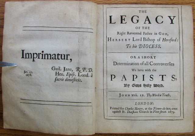 Croft, Herbert.  A Short Determination of all Controversies We have with the Papists, by Gods Holy Word