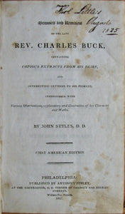 Styles, John. Memoirs and Remains of the late Rev. Charles Buck