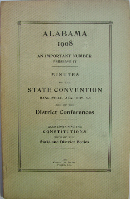 1908 Alabama Congregational Convention Report
