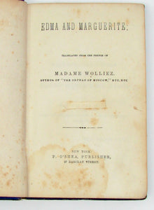 Edma and Marguerite; Translated from the French of Madame Wolliez, with Prize Bookplate