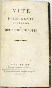 Vite dei Primi Cento Pontefici, di Melchior Cesarotti