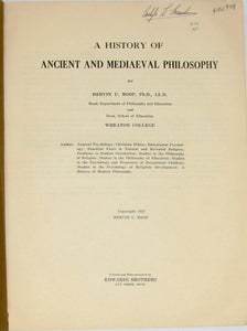 Roop, Hervin U. A History of Ancient and Mediaeval Philosophy