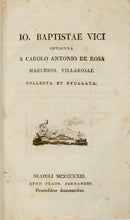 Load image into Gallery viewer, Vico, Giovanni Battista. OPUSCOLI di Giovanni Battista Vico Raccolti e Pubblicati da Carlantonio de Rosa, Marchese di Villarosa