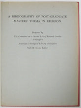 Load image into Gallery viewer, Sonne, Niels H. A Bibliography of Post-Graduate Masters&#39; Theses in Religion
