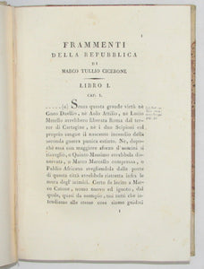 I Frammenti de' sei libri Della Repubblica di Marco Tullio Cicerone volgarizzati (1826)