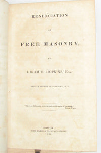Collected volume of 19 Anti-Masonic pamphlets  (1827-1833)