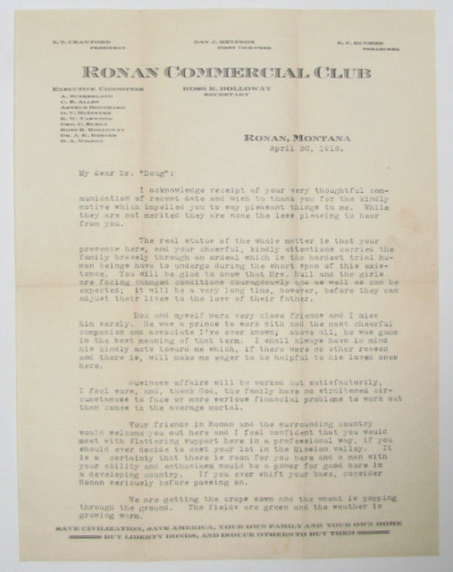 Ronan, Montana stationary & letters, 1918