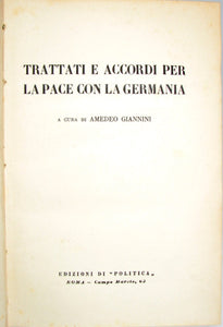 Giannini. Trattati e Accordi per la Pace con la Germania (1924)