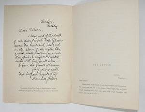 Swinburne. A Letter by Algernon Charles Swinburne on Learning that Kate Greenaway had Died