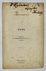 McClellan, George. A Statement of Facts (1822)
