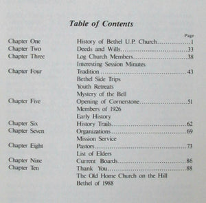 History of Bethel United Presbyterian Church, Enon Valley, Pennsylvania, 1798-1988