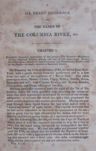 Cox, Ross. Adventures on the Columbia River including A Narrative of a Residence of Six Years on the Western Side of the Rocky Mountains