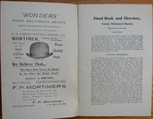 Whitmore, S. L. 1902 Year Book and Directory of Trinity Reformed Church, Pottsville, PA