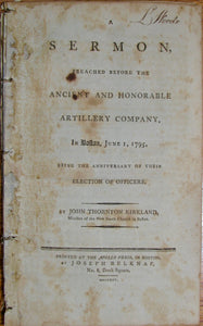 Kirkland. 1795 Boston Sermon, Honorable Artillery Company, God Directs War